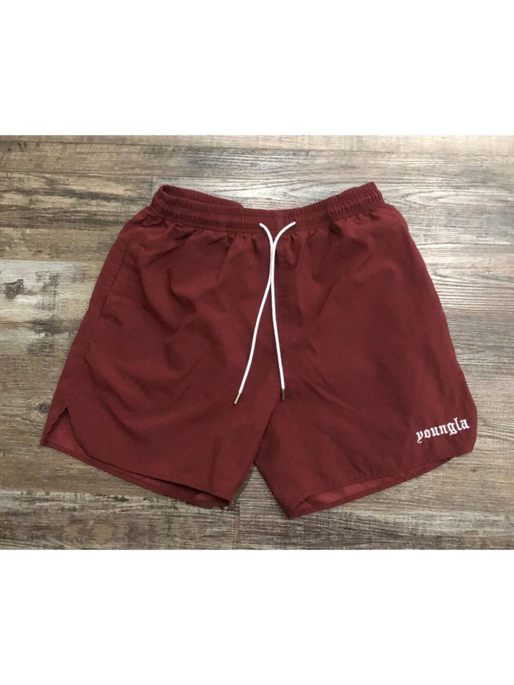YoungLA 131 The Finest Shorts Mens Medium Maroon Burgundy